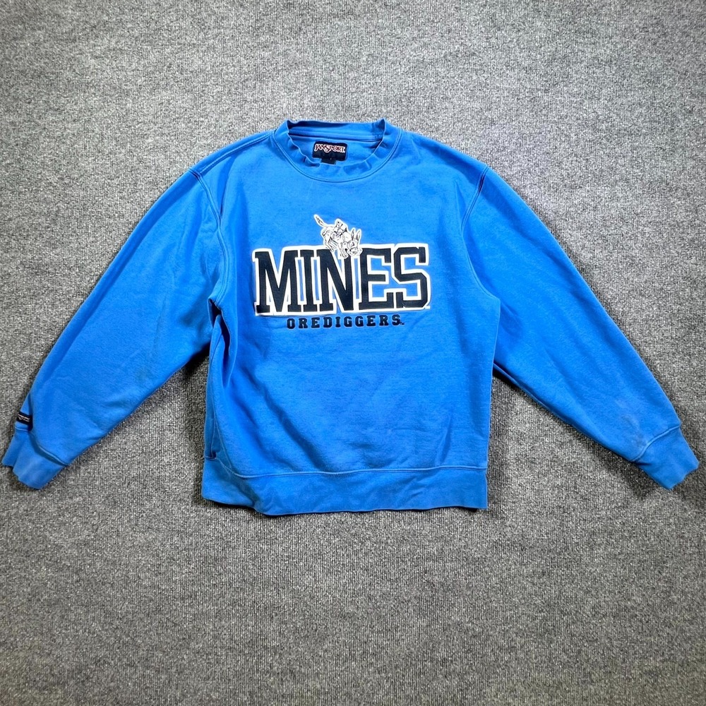 Vintage JanSport Sweatshirt Mens Medium Blue Colorado Mines Orediggers Football